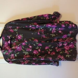 Floral Black and Pink Women's Shirt